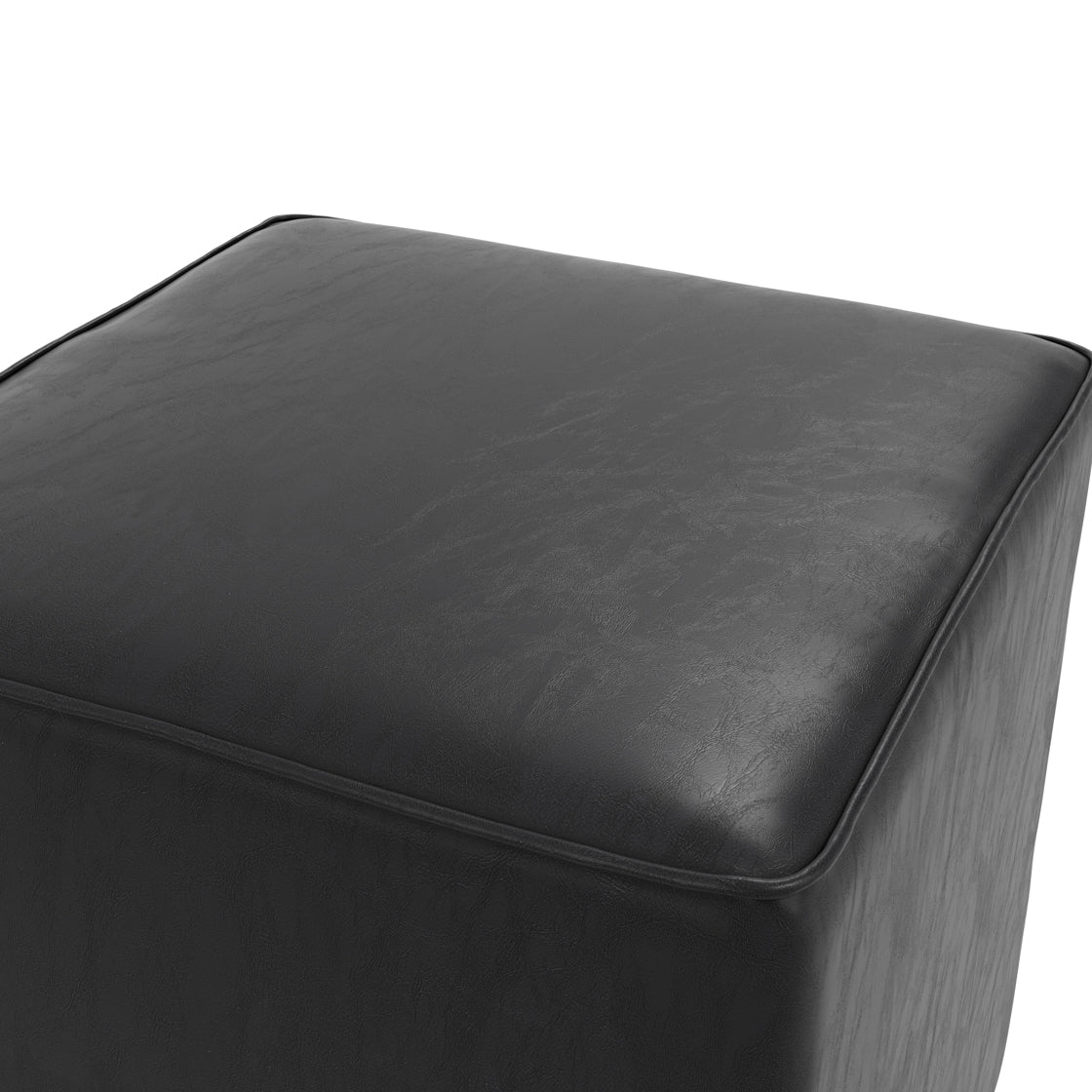Bronx Black Faux Leather Cube Side Table